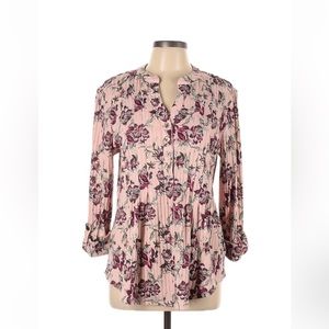 Women’s New Directions Top, 3/4Sleeves, V-neck, Floral Print, Sz L, 30”Ch, 26”L